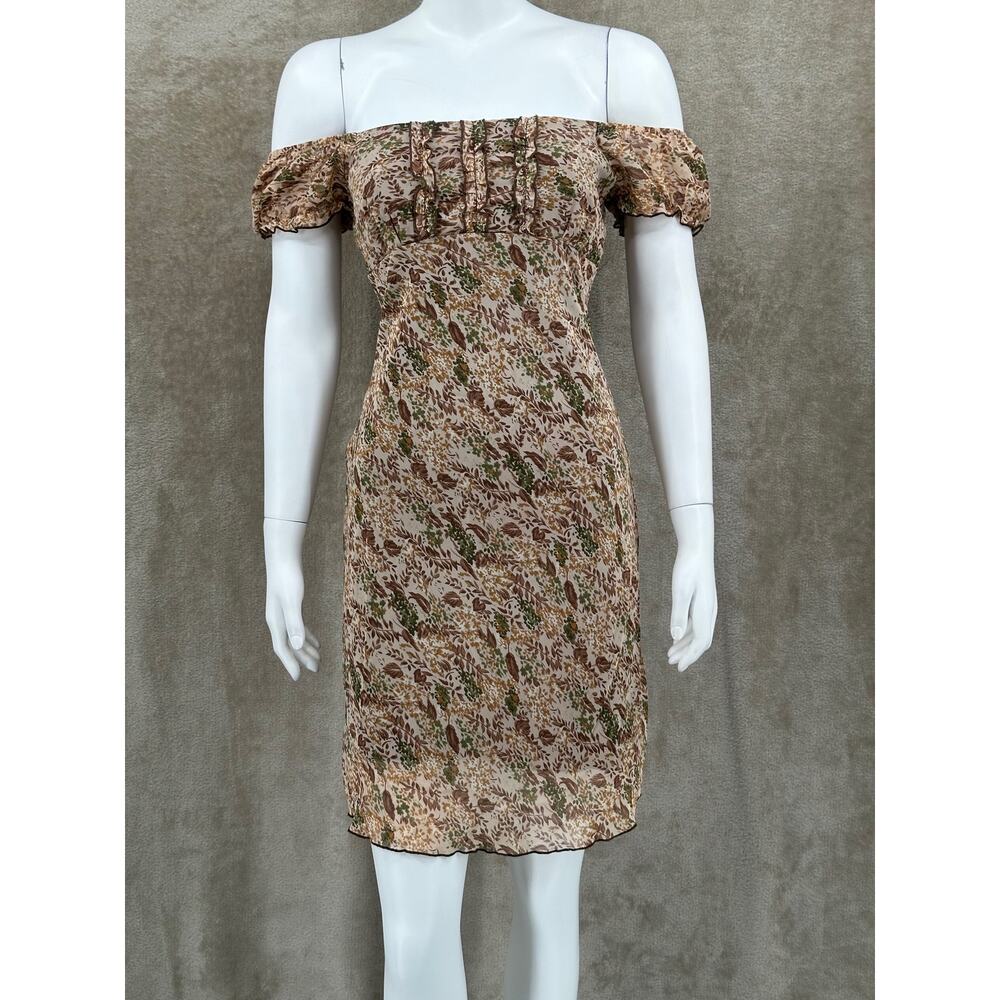 Jonathan Martin Dress Womens Juniors 3 Brown Off the Shoulder Y2K Forest Fairy